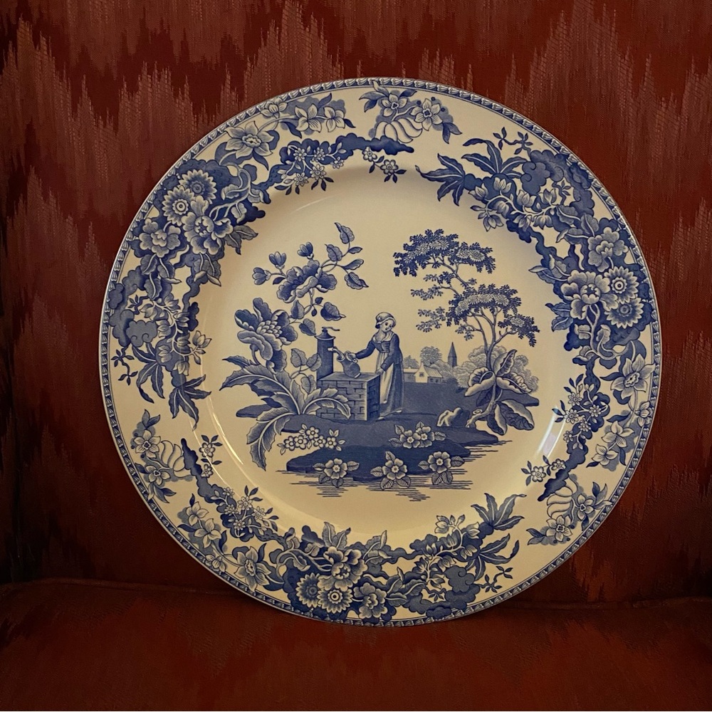 Spode Blue Room Girl at Well Chop Plate GUC